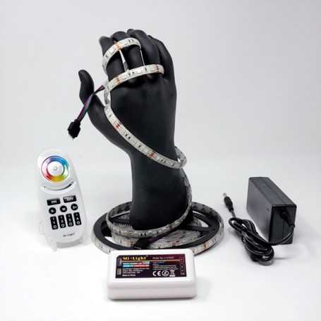 Kit ruban LED RGB 60LED/m IP65 5m contrôleur multizone 220V