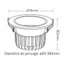 Spot LED encastrable anti-éblouissement diamètre 114mm