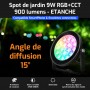 Spot LED de jardin connecté étanche RGB+CCT 9W 220V Mi-Light (MiBOXER)