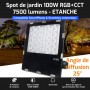 Spot LED de jardin connecté étanche RGB+CCT 100W 220V Mi-Light (MiBOXER)