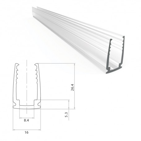 Profilé plastique autobloquant pour néon LED BULBE ou DOME de 1m
