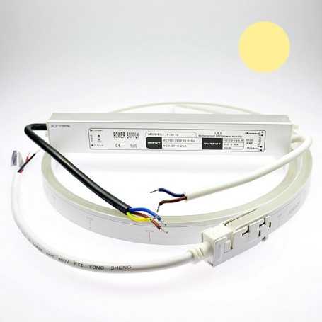 Néon LED flexible 2m blanc chaud avec alimentation 220V étanche