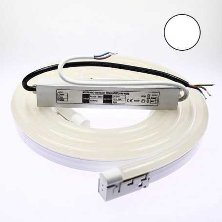 Kit néon LED bulbe blanc 5m avec alimentation 220V étanche