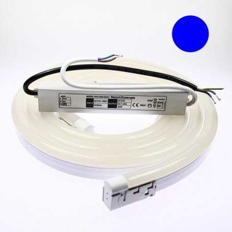 Kit néon LED bulbe bleu 5m avec alimentation 220V étanche