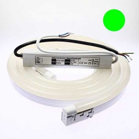 Kit néon LED bulbe vert 5m avec alimentation 220V étanche