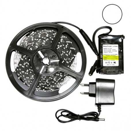 Kit bande LED blanche 60LED/m étanche 5m avec batterie 4200mAh