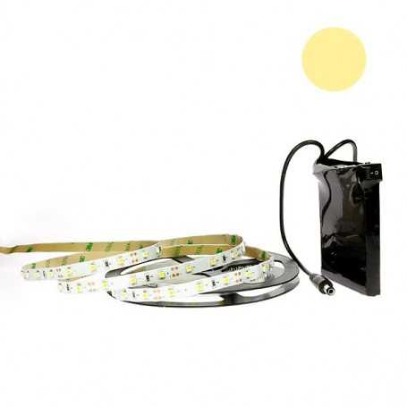 Kit bande LED blanc chaud 60LED/m IP20 2m50 avec batterie 1800mAh