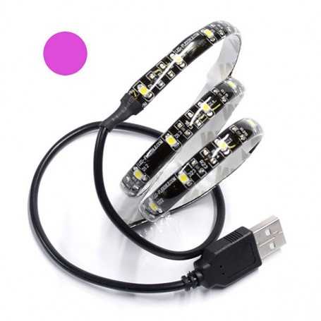 Bande LED USB tuning PC 5V rose 60LED/m étanche 50cm